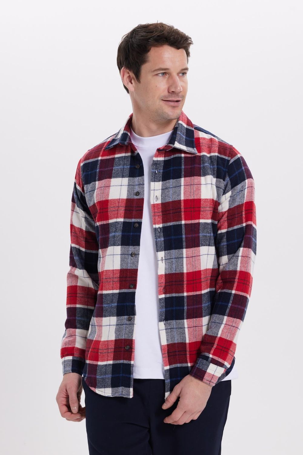 Erkek Slim Fit Dar Kesim Kareli Kışlık Oduncu Gömlek