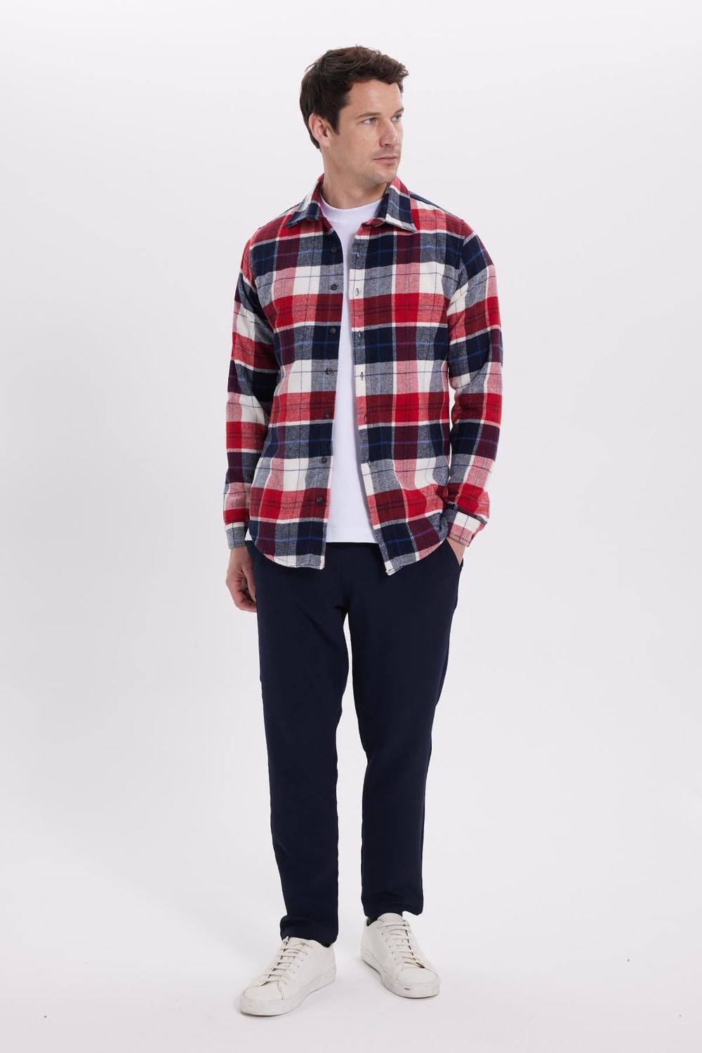 Erkek Slim Fit Dar Kesim Kareli Kışlık Oduncu Gömlek