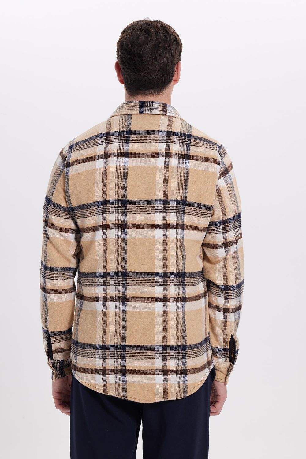 Erkek Slim Fit Dar Kesim Kareli Kışlık Oduncu Gömlek