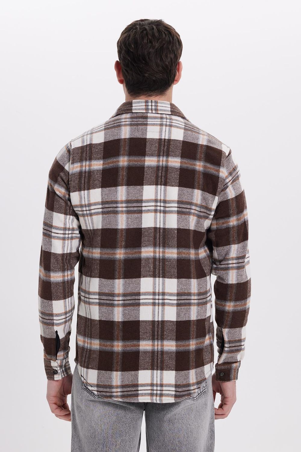 Erkek Slim Fit Dar Kesim Kareli Kışlık Oduncu Gömlek