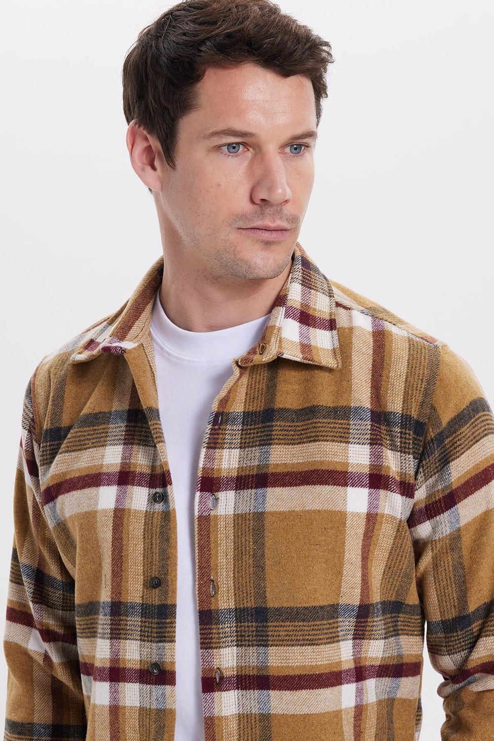 Erkek Slim Fit Dar Kesim Kareli Kışlık Oduncu Gömlek