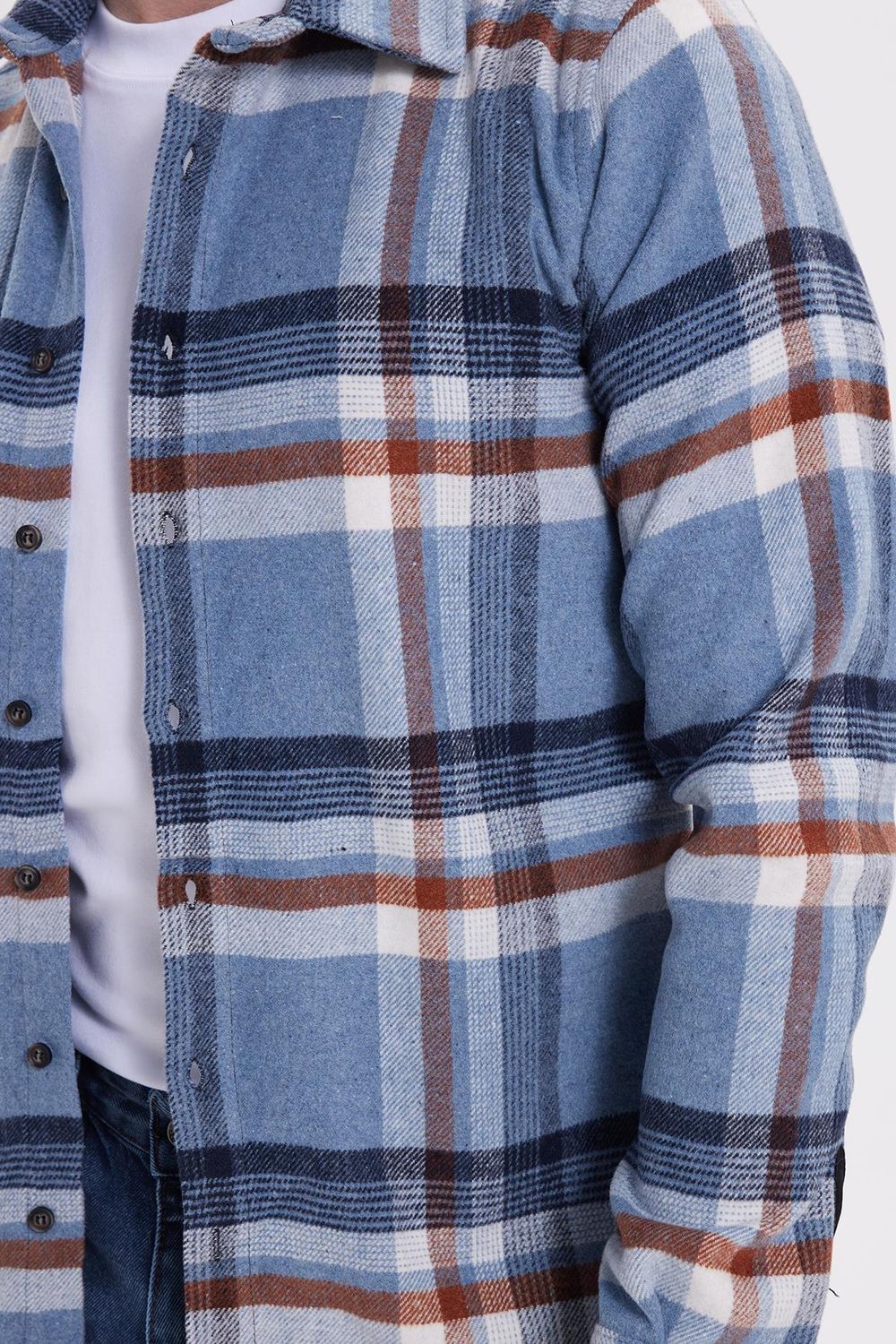 Erkek Slim Fit Dar Kesim Kareli Kışlık Oduncu Gömlek