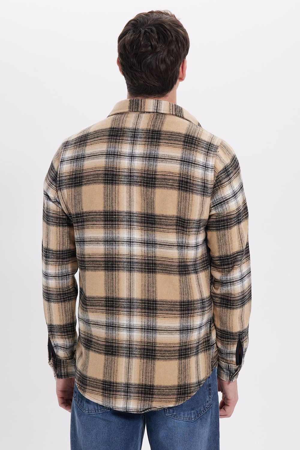 Erkek Slim Fit Dar Kesim Kareli Kışlık Oduncu Gömlek