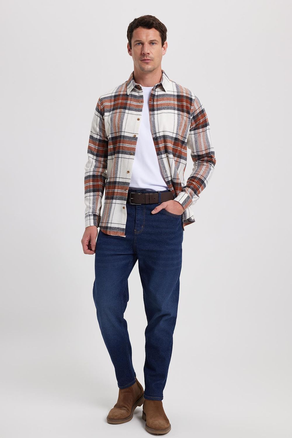 Erkek Slim Fit Dar Kesim Kareli Kışlık Oduncu Gömlek