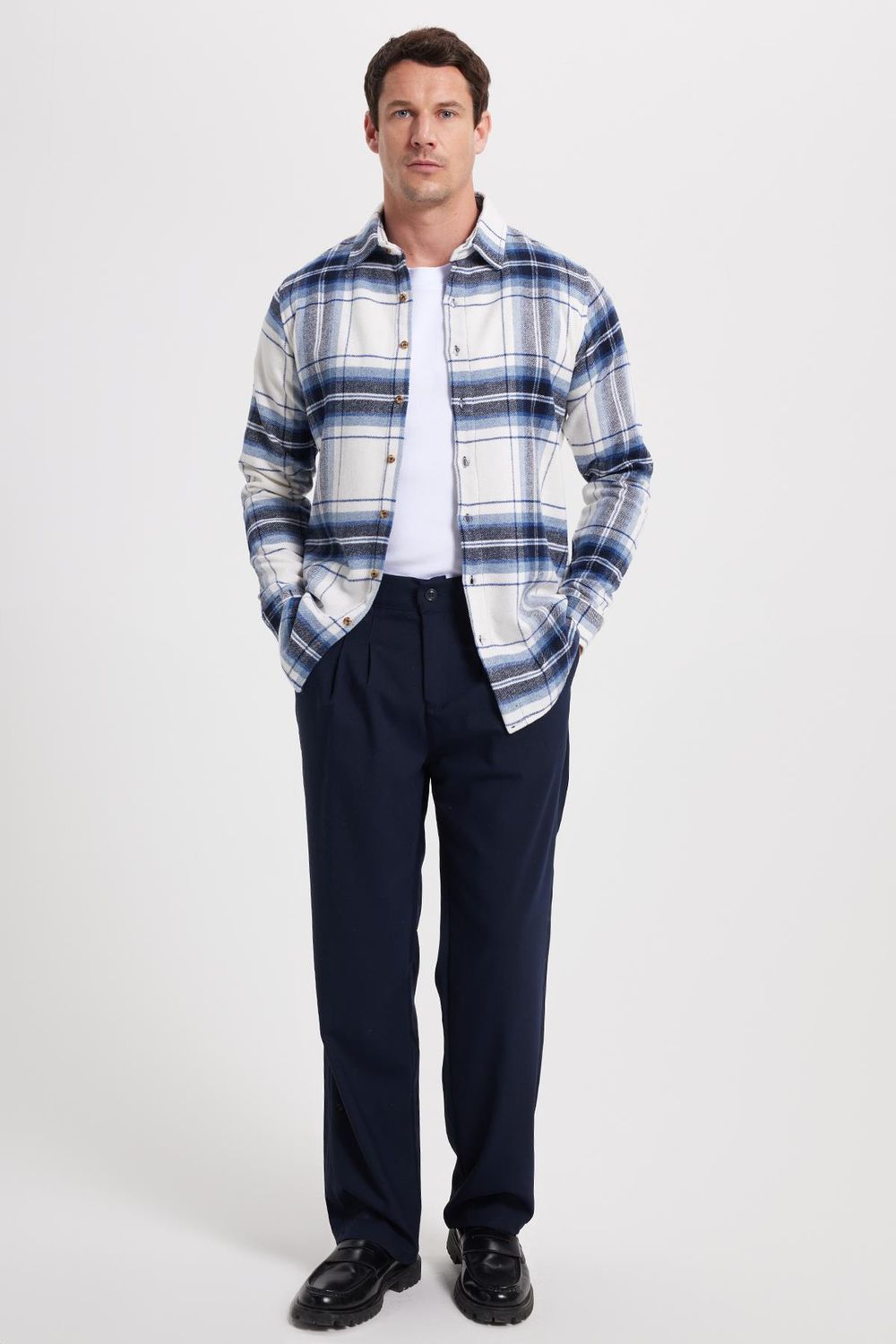 Erkek Slim Fit Dar Kesim Kareli Kışlık Oduncu Gömlek