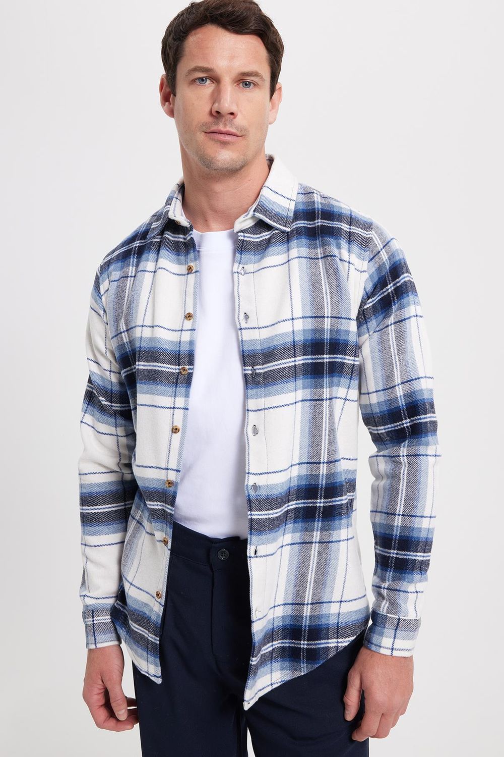 Erkek Slim Fit Dar Kesim Kareli Kışlık Oduncu Gömlek