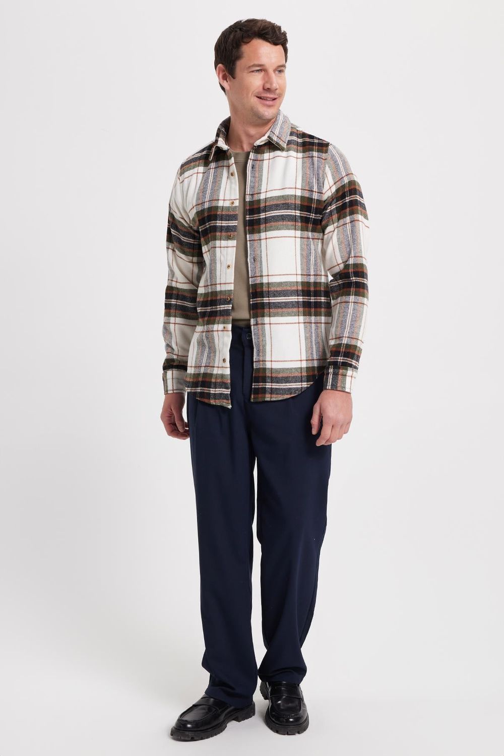 Erkek Slim Fit Dar Kesim Kareli Kışlık Oduncu Gömlek