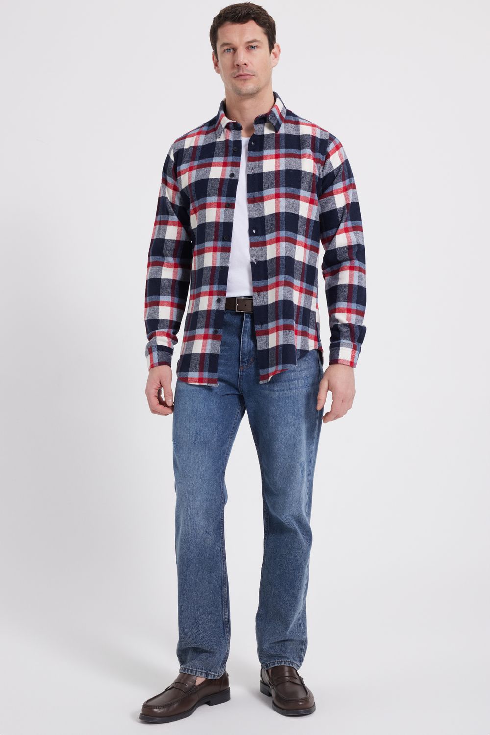 Erkek Slim Fit Dar Kesim Kareli Kışlık Oduncu Gömlek