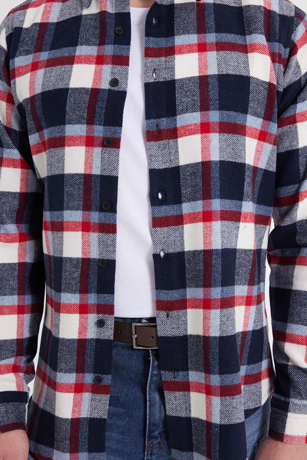Erkek Slim Fit Dar Kesim Kareli Kışlık Oduncu Gömlek