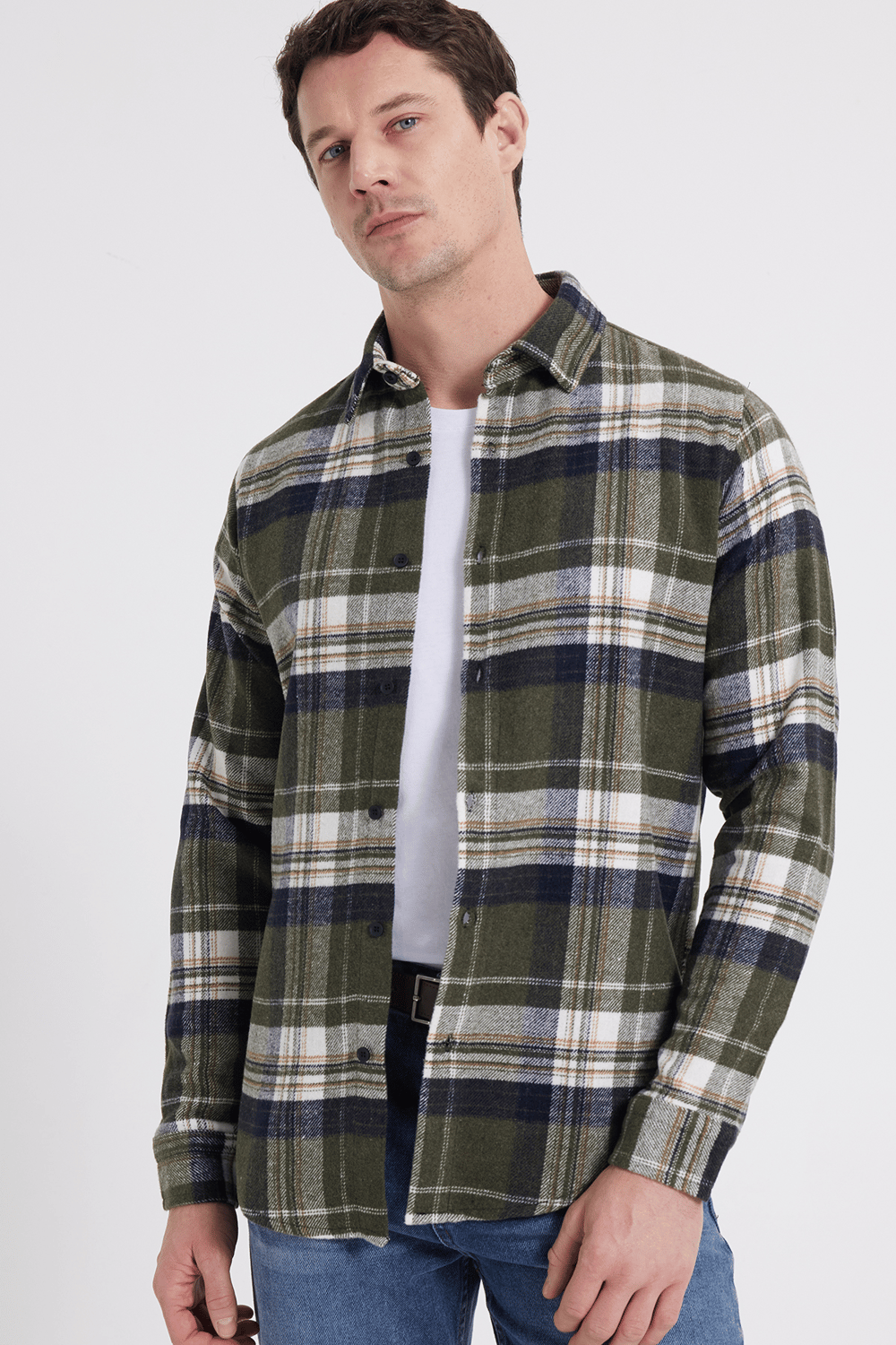 Erkek Slim Fit Dar Kesim Kareli Kışlık Oduncu Gömlek