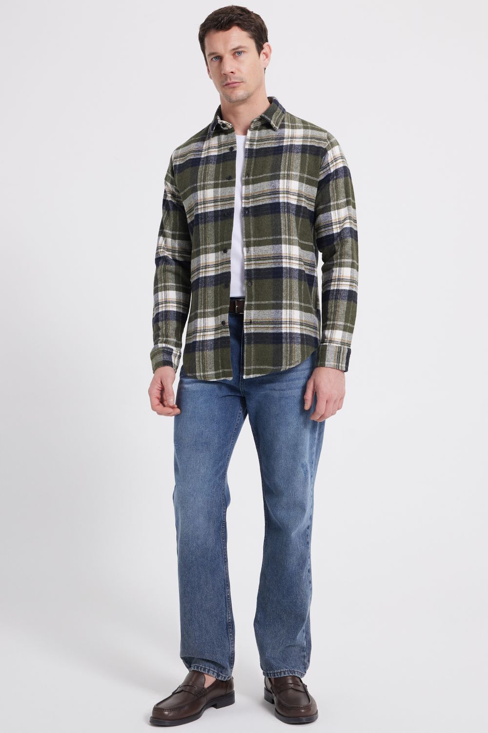 Erkek Slim Fit Dar Kesim Kareli Kışlık Oduncu Gömlek