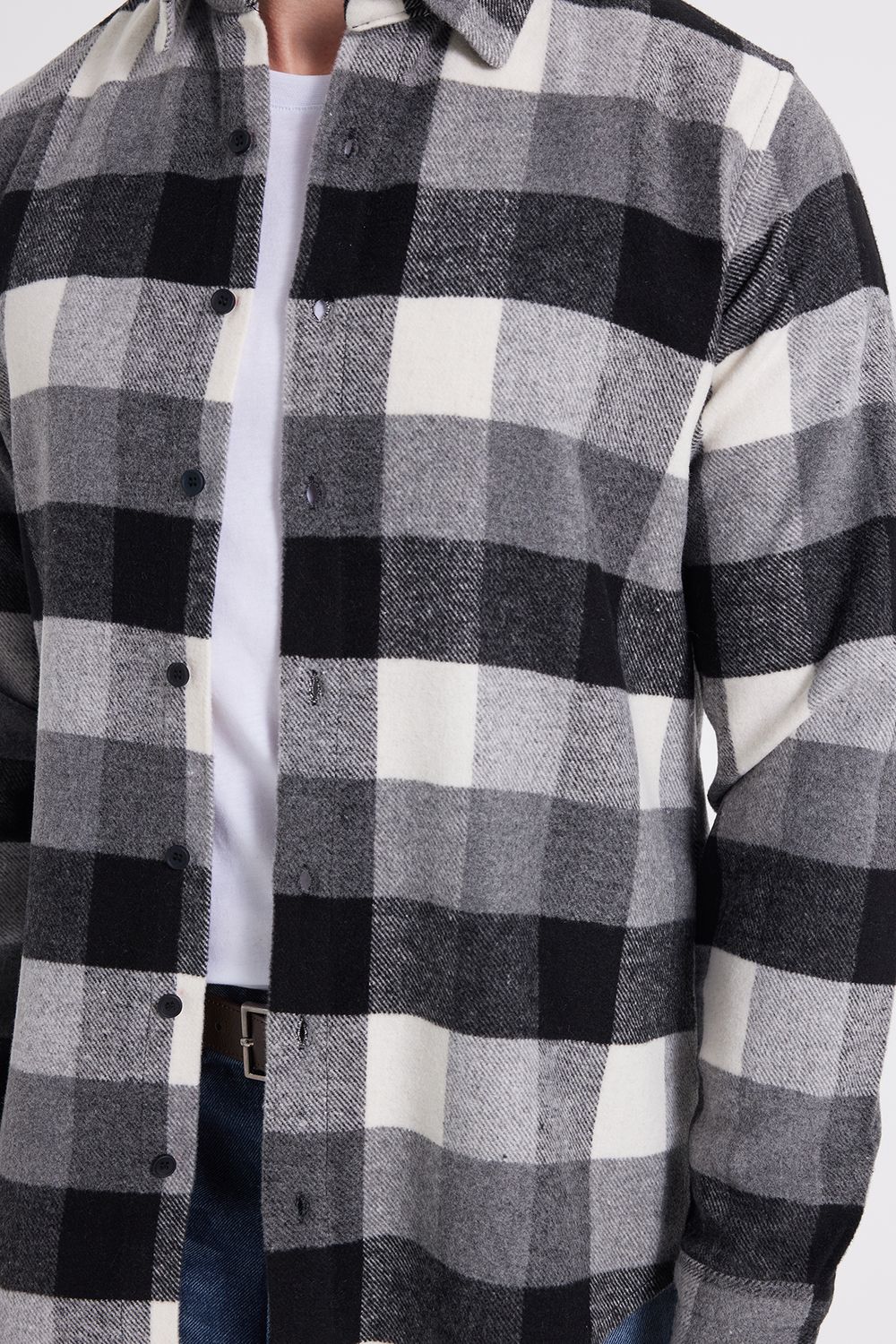 Erkek Slim Fit Dar Kesim Kareli Kışlık Oduncu Gömlek