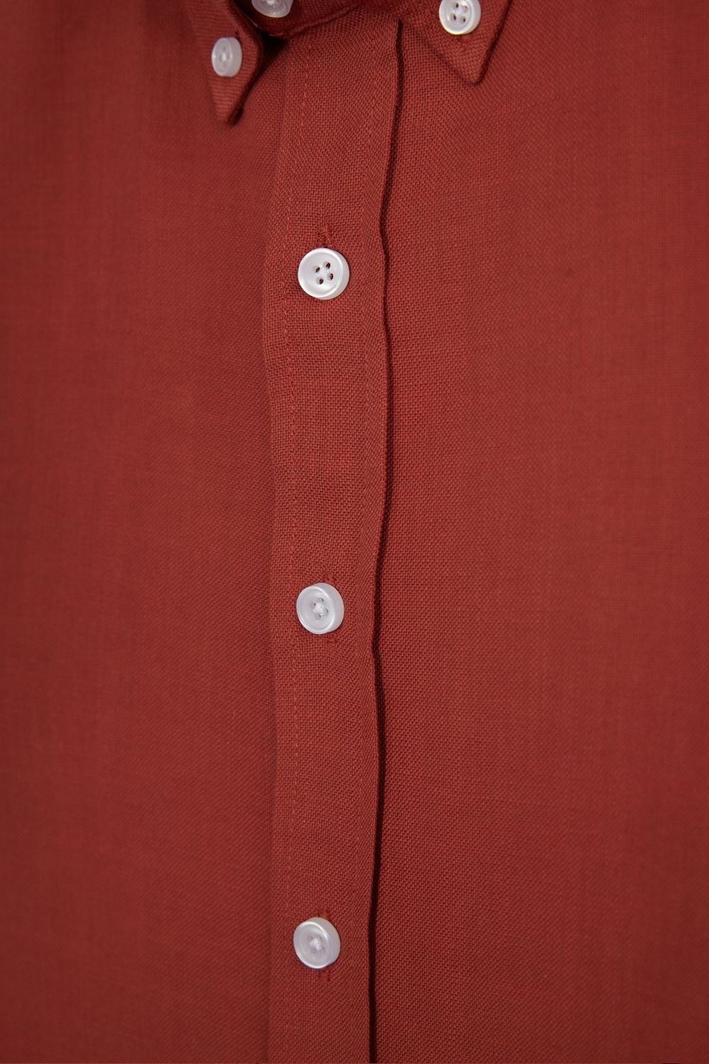 Erkek Slim Fit Dar Kesim %100 Pamuk Düğmeli Yaka Flam Keten Turuncu Gömlek