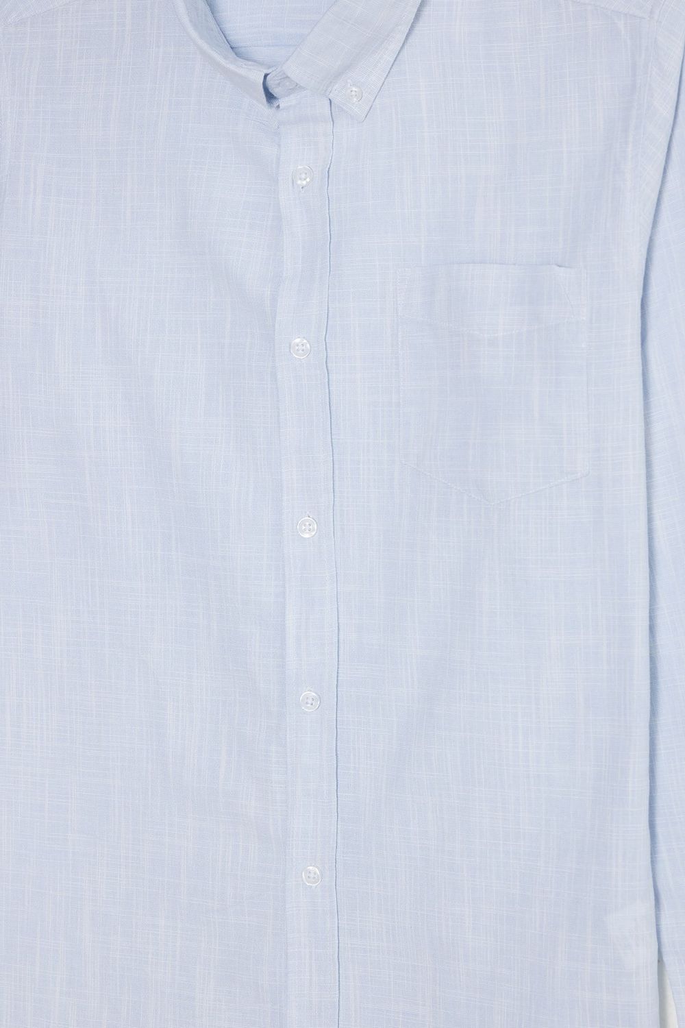 Erkek Slim Fit Dar Kesim Uzun Kollu %100 Pamuk Keten Efektli Düğmeli Yaka Rahat Gömlek