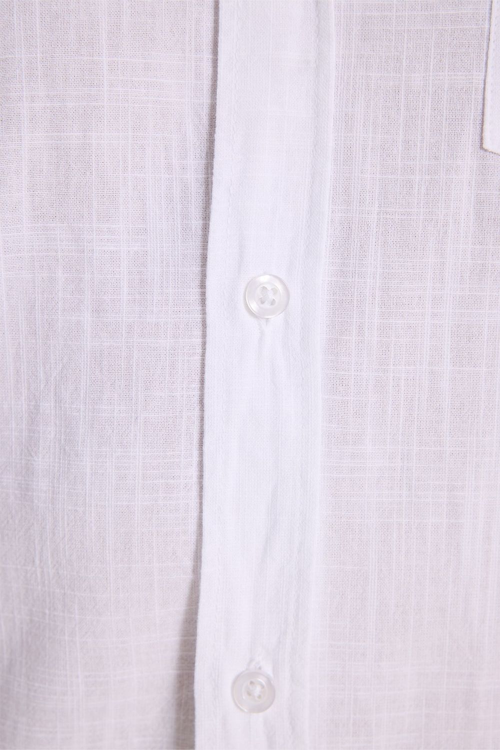 Erkek Slim Fit Dar Kesim Uzun Kollu %100 Pamuk Keten Efektli Düğmeli Yaka Rahat Beyaz Gömlek