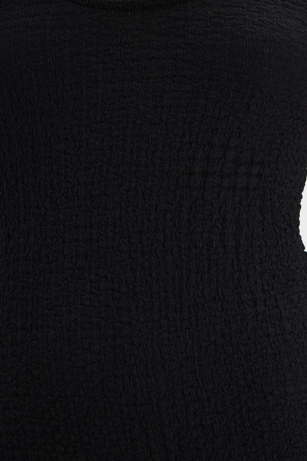 Kadın Slim Fit Vücuda Oturan Askılı Likralı Midi Boy Siyah Elbise