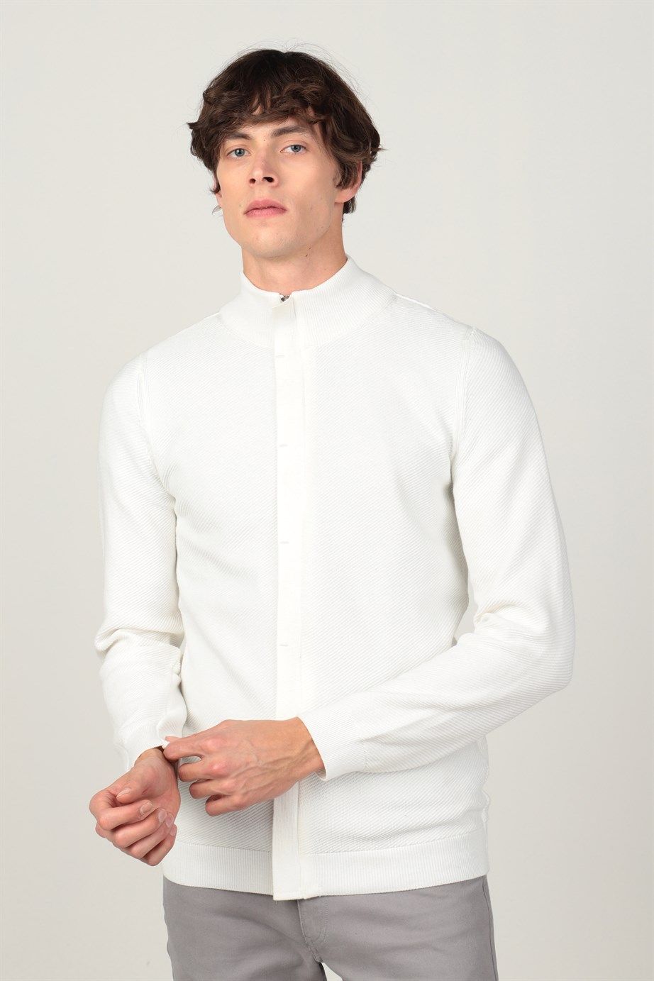 Slim Fit Armürlü Erkek Hırka