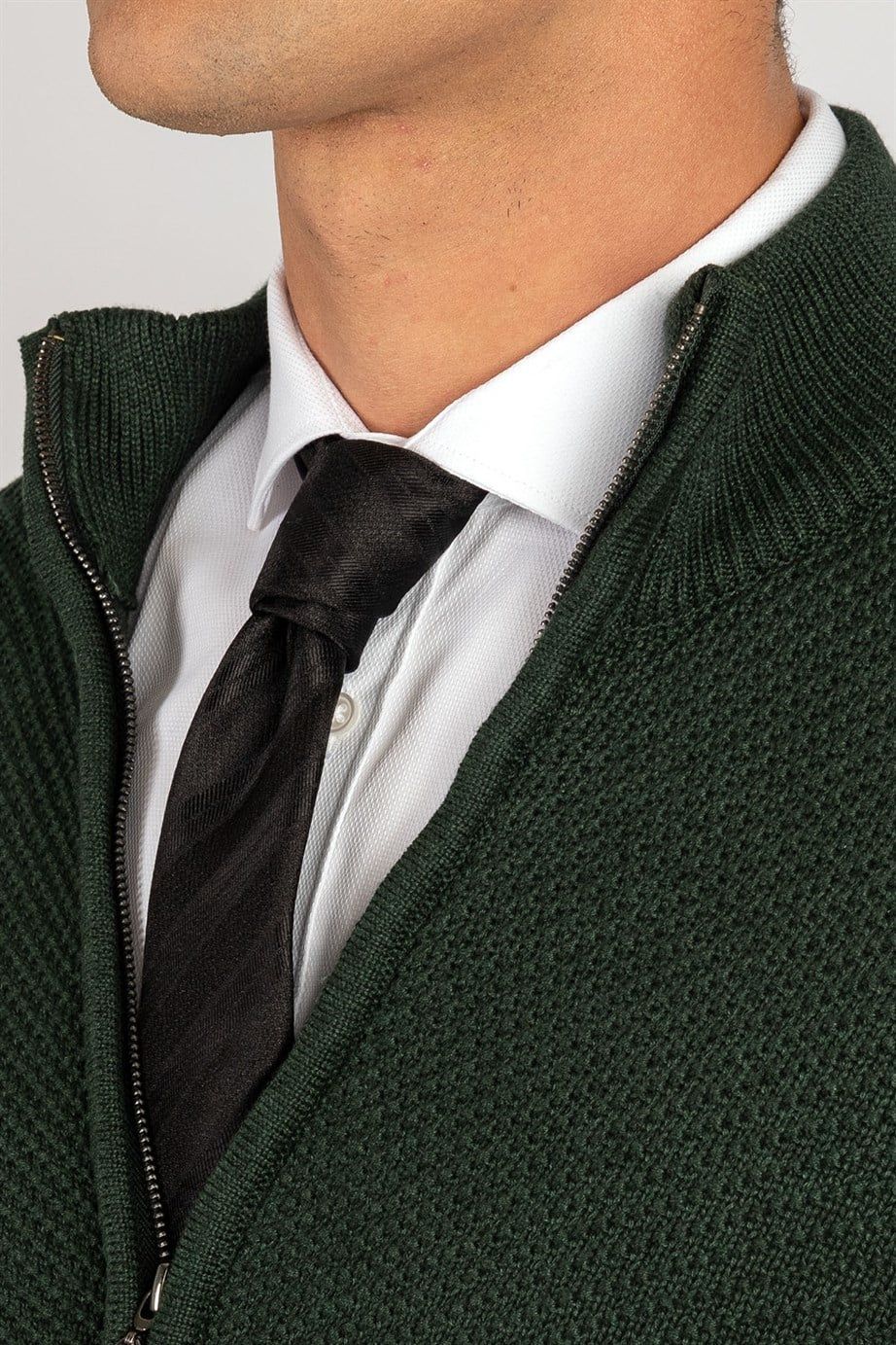 Slim Fit Dar Kesim Kendinden Desenli Erkek Hırka