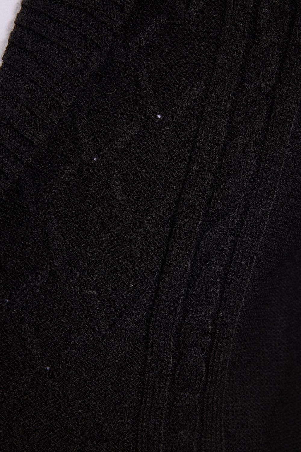 Slim Fit Dar Kesim Desenli Yumuşak Dokulu Düğmeli Siyah Erkek Hırka