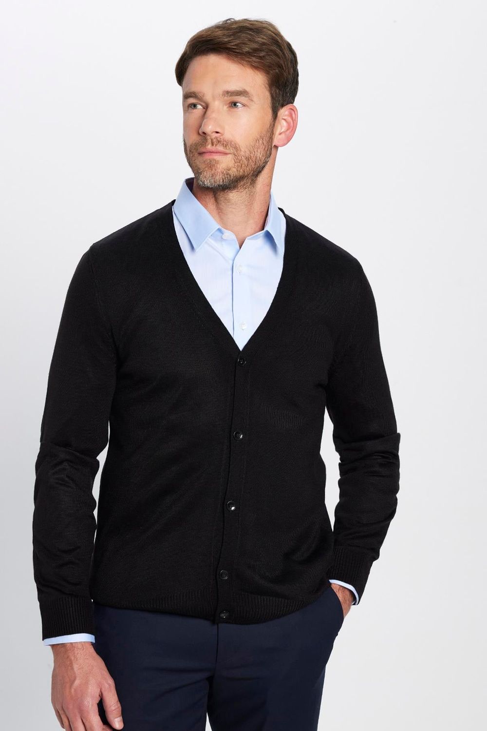 Slim Fit Dar Kesim Düğmeli Düz Tüylenmeyen Yumuşak Dokulu Erkek Hırka