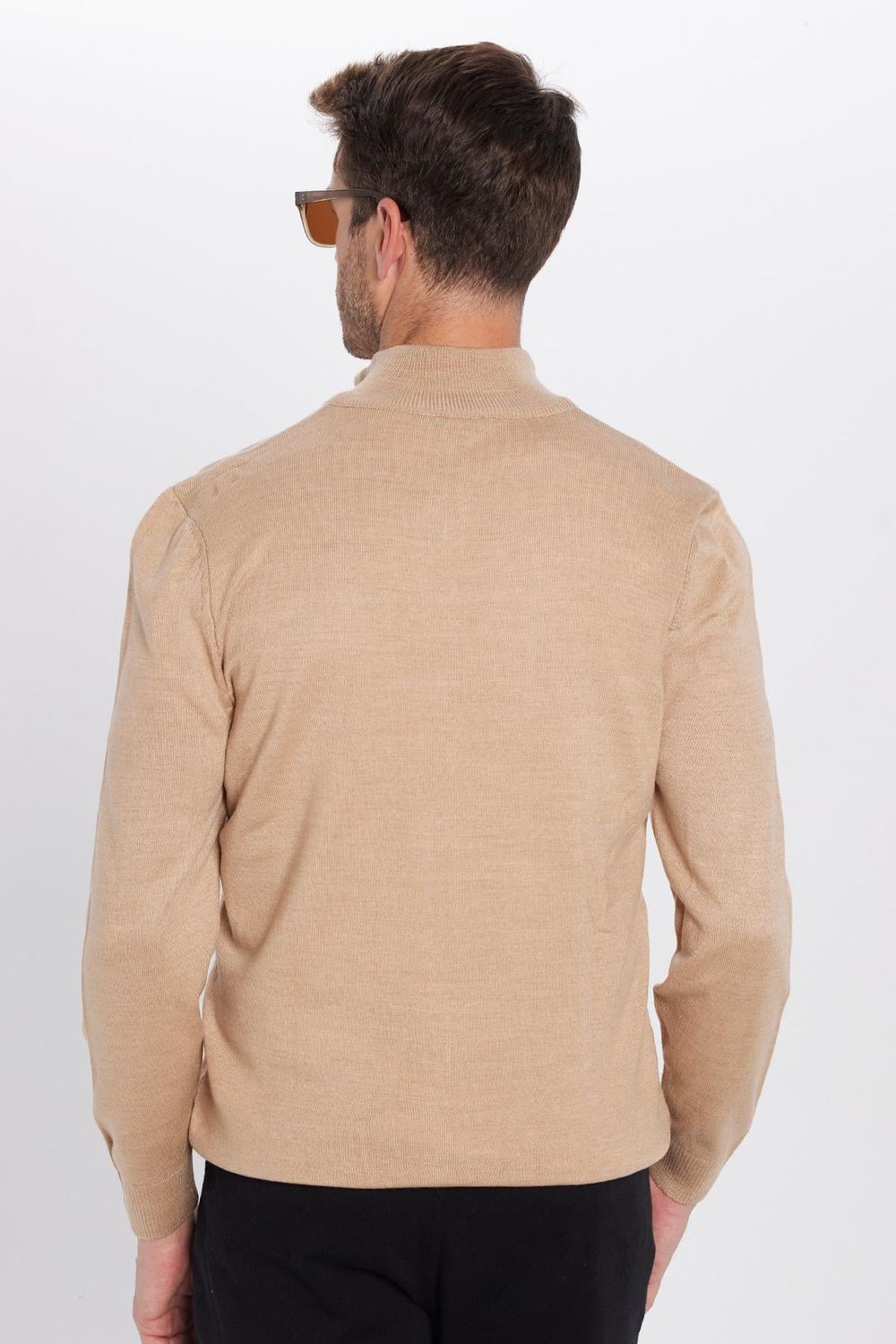 Erkek Slim Fit Dar Kesim Dik Yaka Fermuarlı Düz Hırka