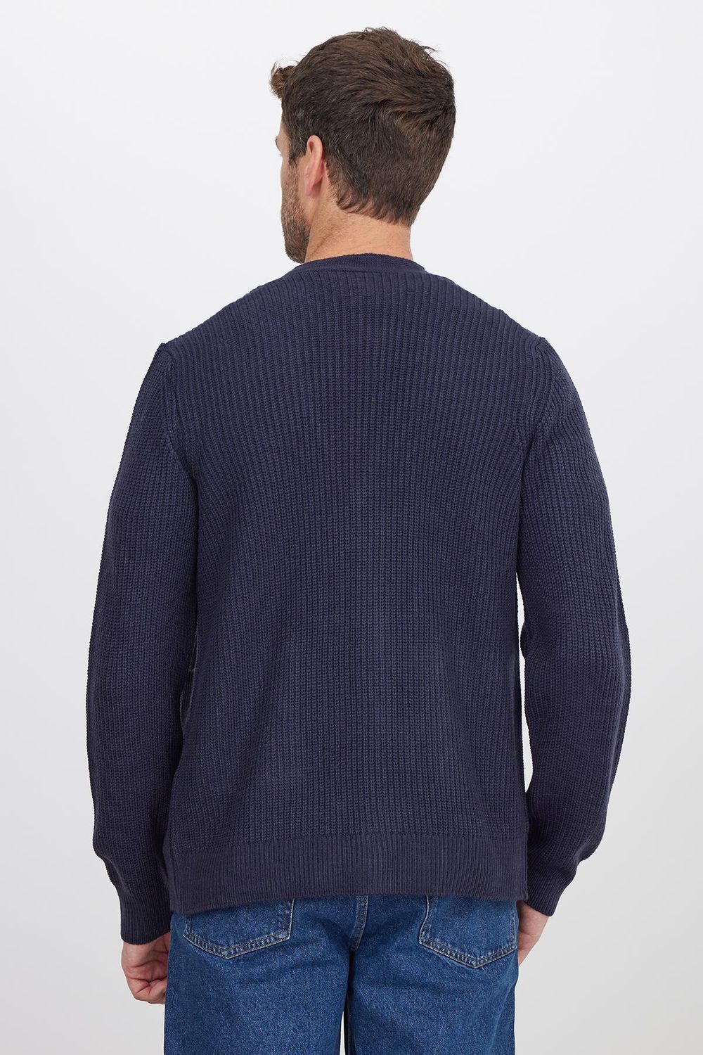 Erkek Standart Fit Normal Kesim V Yaka Düğmeli Lacivert Hırka