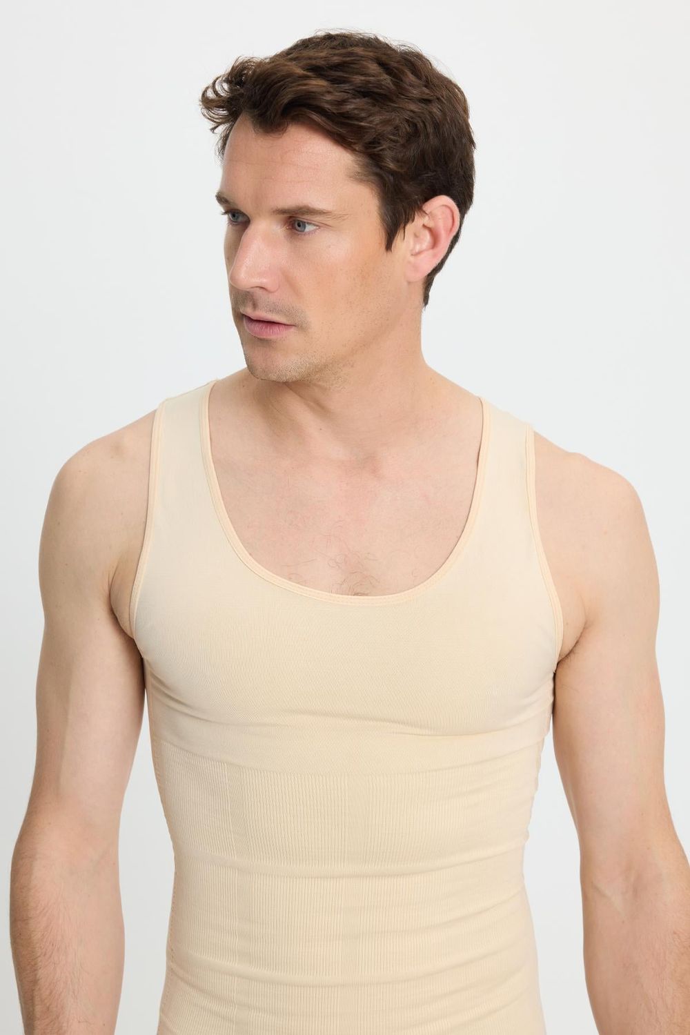 Erkek Süper Slim Fit Extra Dar Kesim Lastikli Siyah Atlet Korse