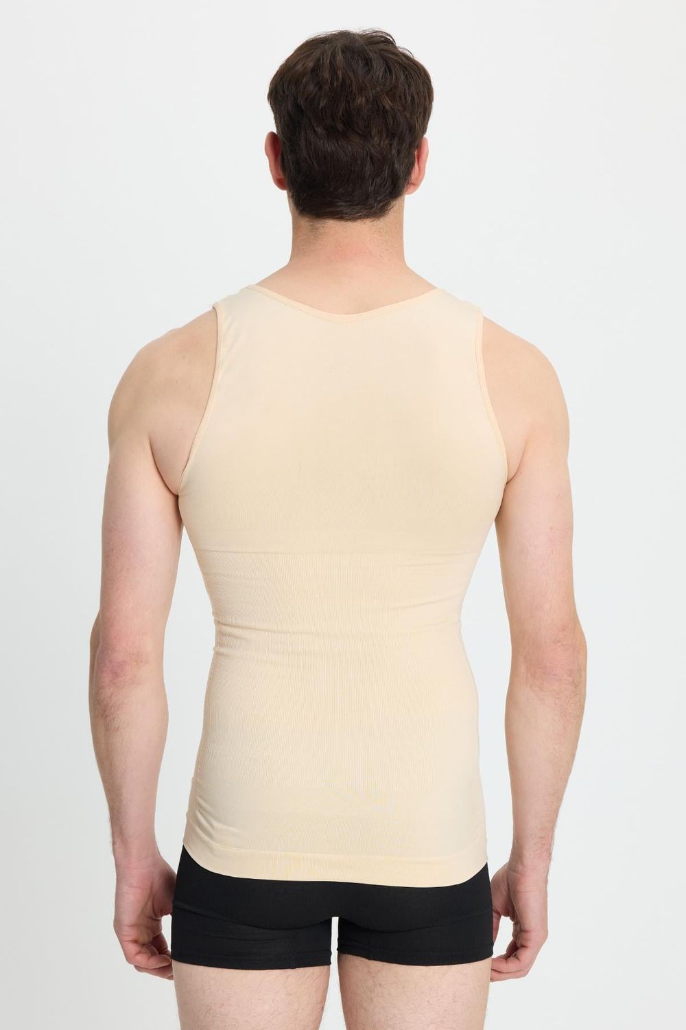 Erkek Süper Slim Fit Extra Dar Kesim Lastikli Siyah Atlet Korse