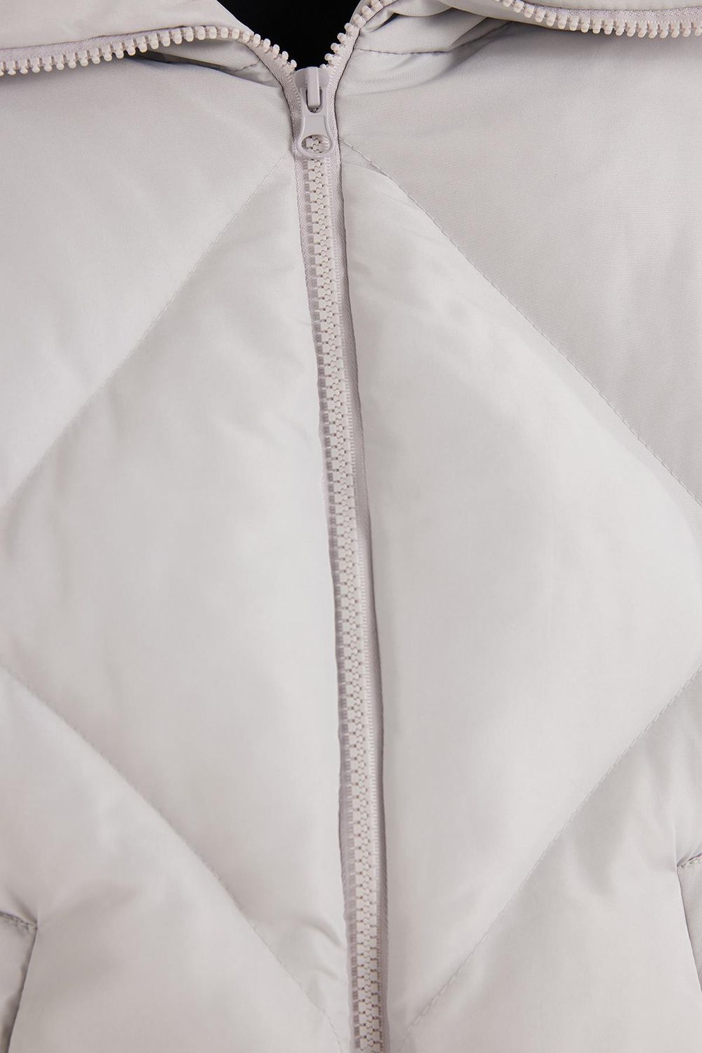 Kadın Oversize Geniş Kesim Şişme Dik Yaka Gri Mont