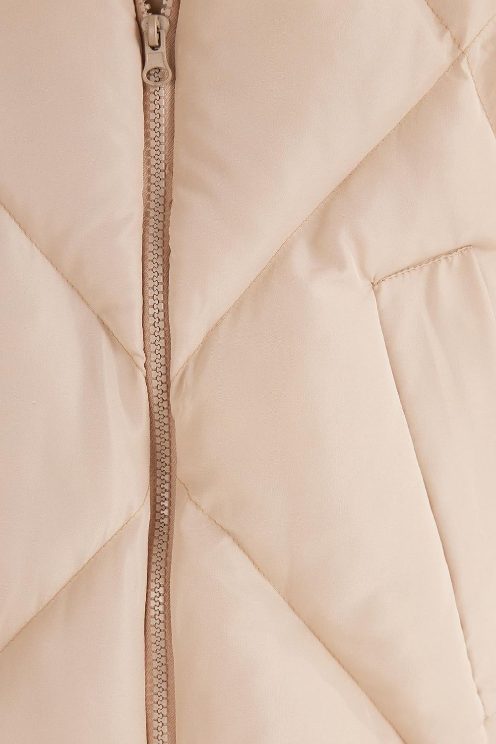 Kadın Oversize Geniş Kesim Şişme Dik Yaka Bej Mont