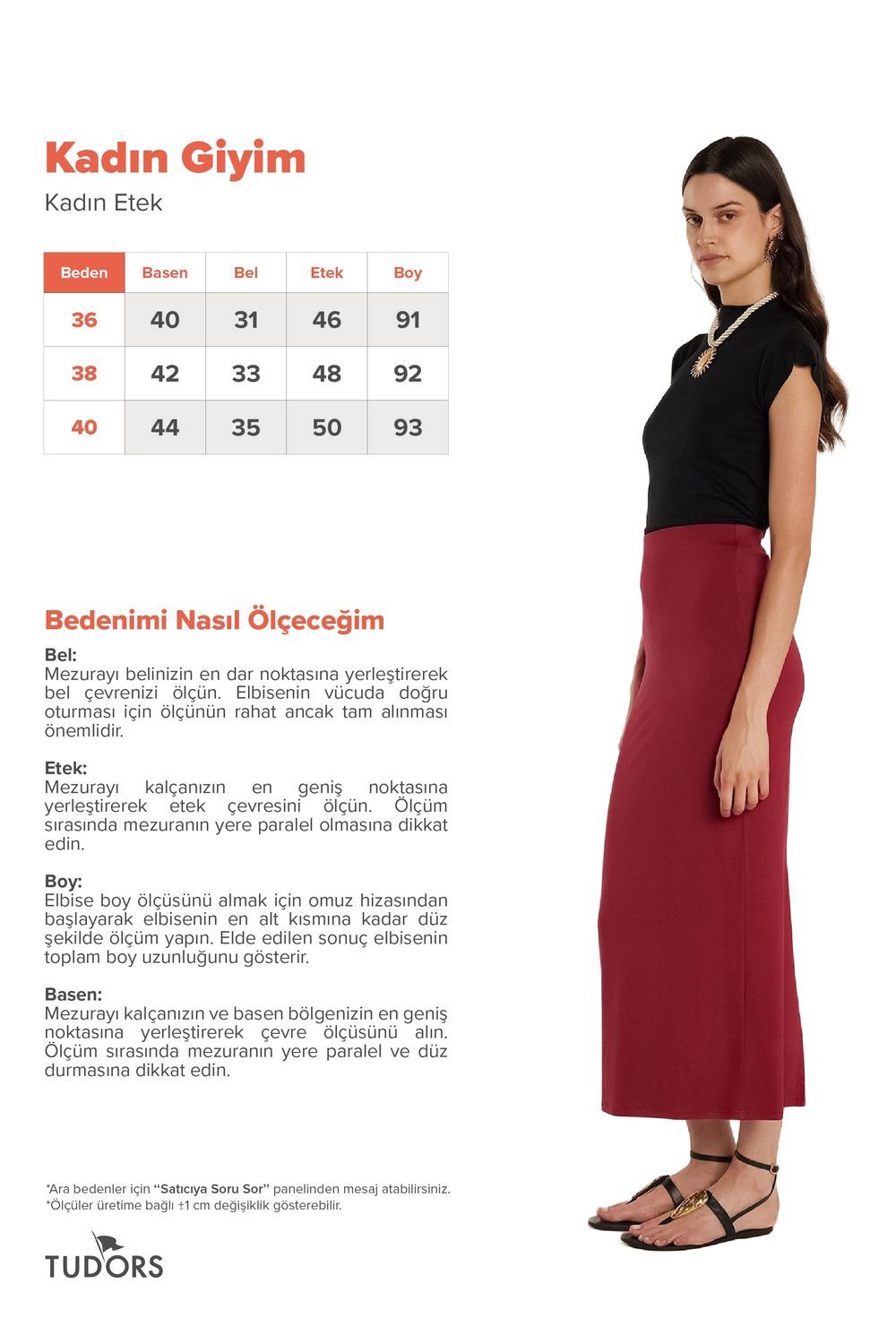 Kadın Standart Fit Modal Kumaş Bordo Maxi Boy Etek