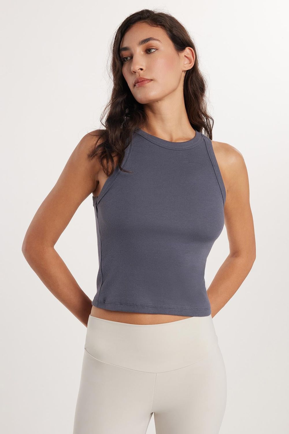 Kadın Slim Fit Halter Yaka Modal Kumaş Antrasit Atlet