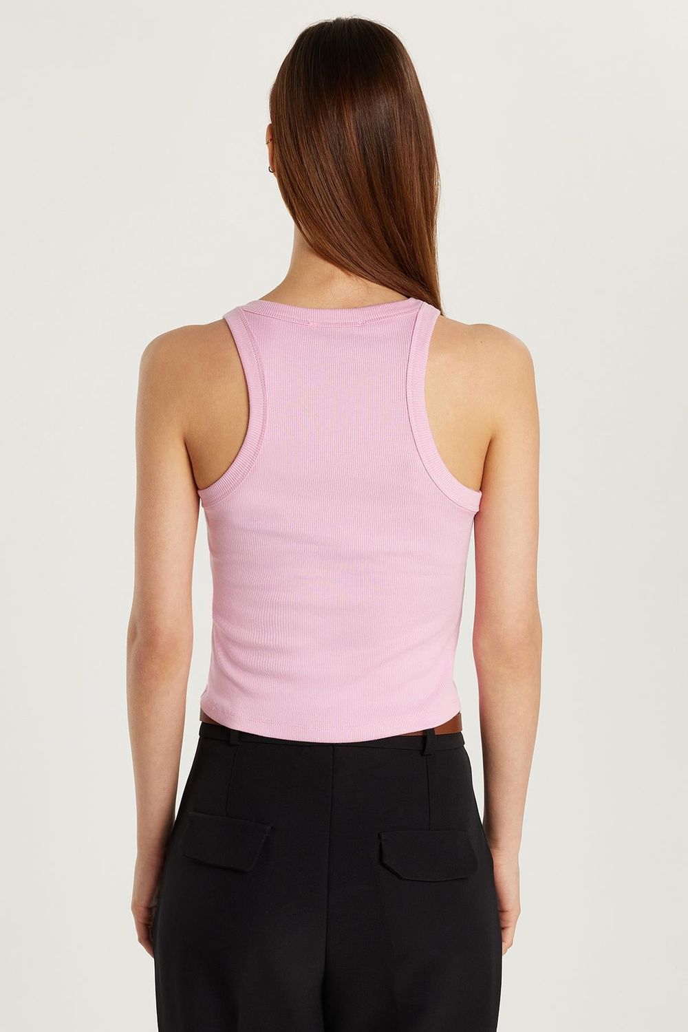 Kadın Slim Fit Halter Yaka Modal Kumaş Pembe Atlet