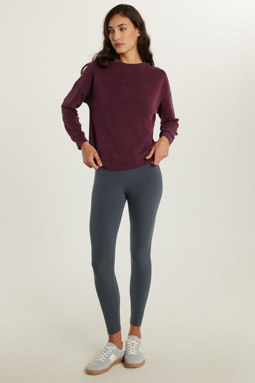 Kadın Süper Slim Beli Lastikli İnterlok Standart Boy Normal Bel Antrasit Tayt