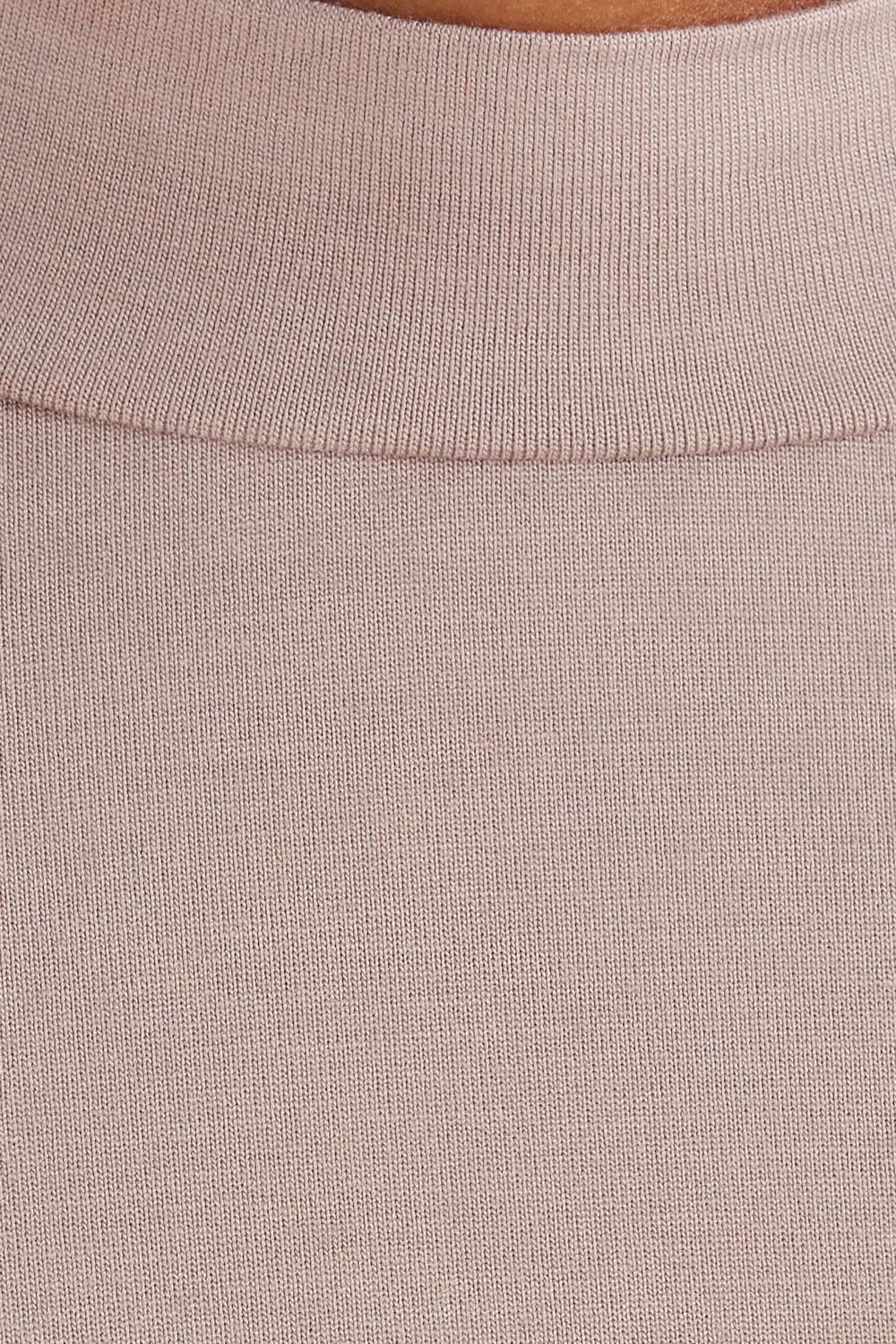Kadın Slim Fit Dar Kesim Viskon Kumaş Yarım Balıkçı Yaka Vizon Bluz
