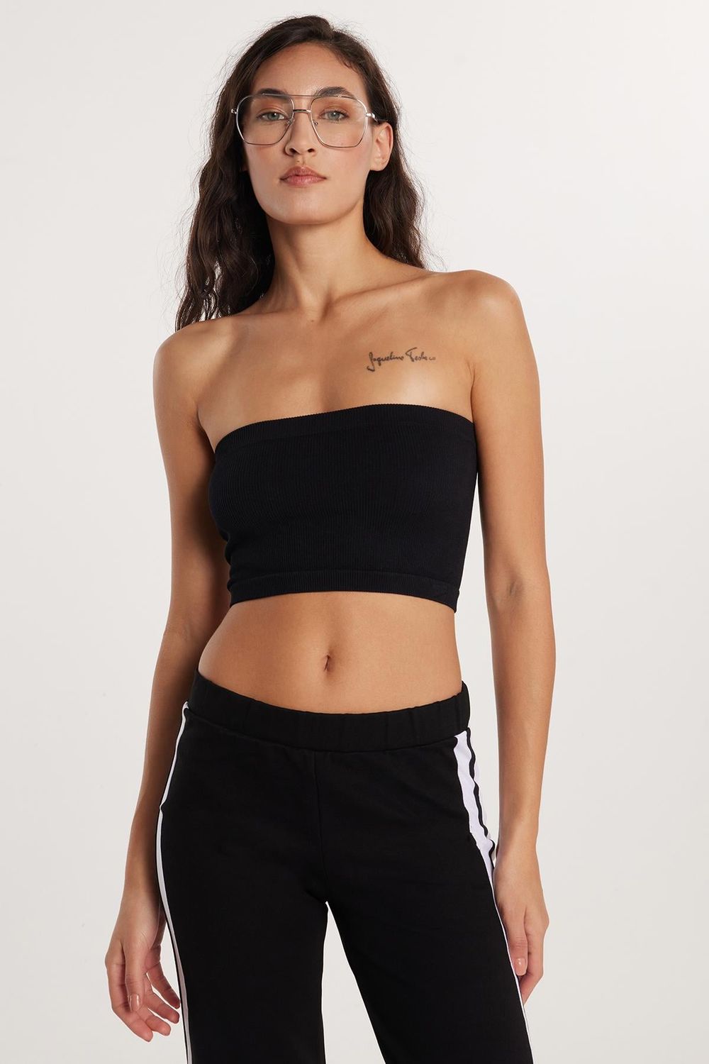 Kadın Slim Fit Dar Kesim Straplez Siyah Body