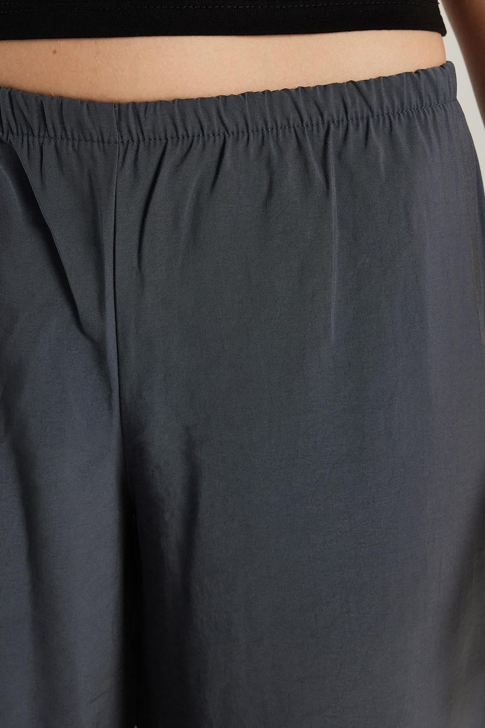 Kadın Regular Fit Beli Lastikli Modal İspanyol Paça Antrasit Pantolon