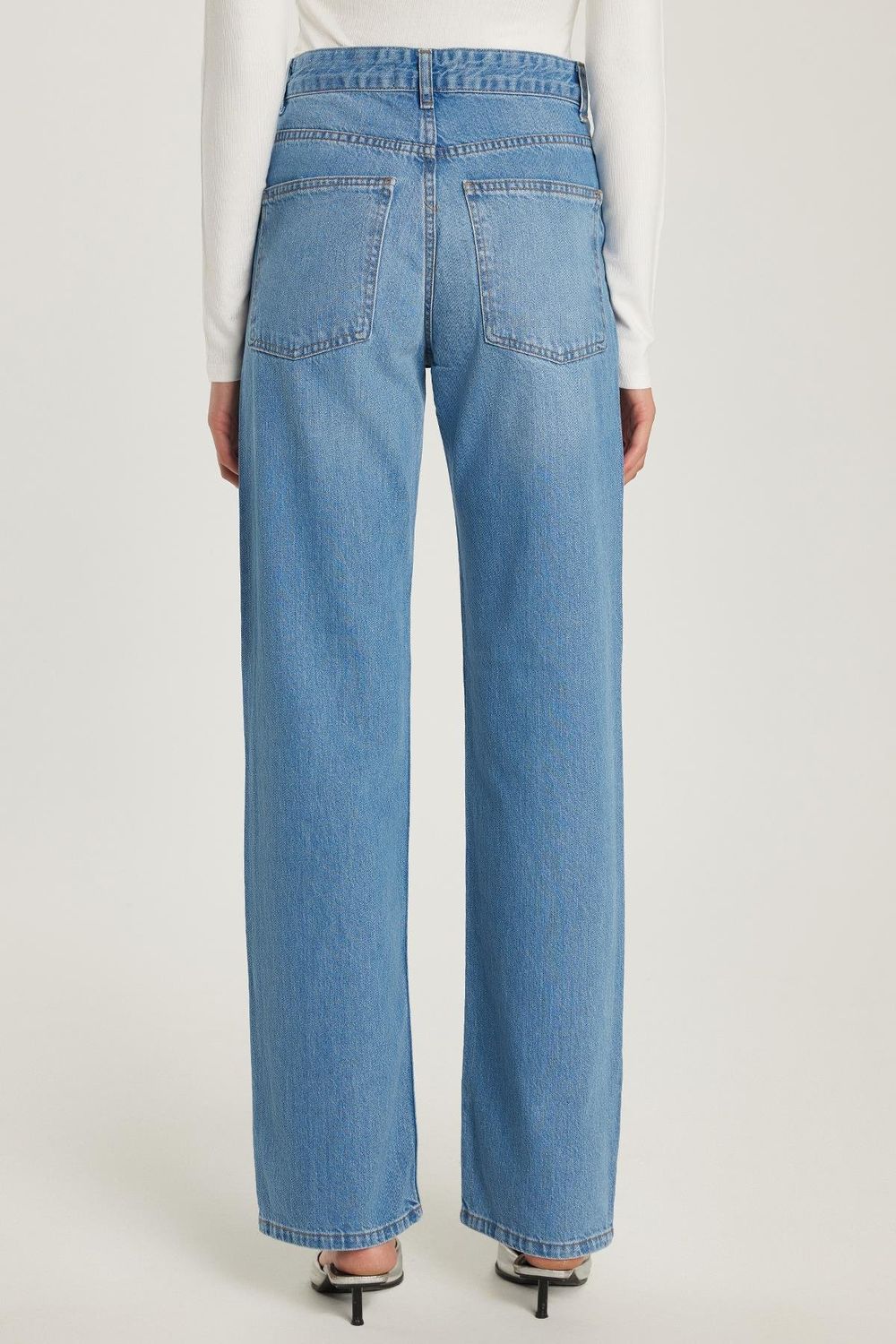 Kadın Regular Fit Geniş Paça Mavi Jean Pantolon