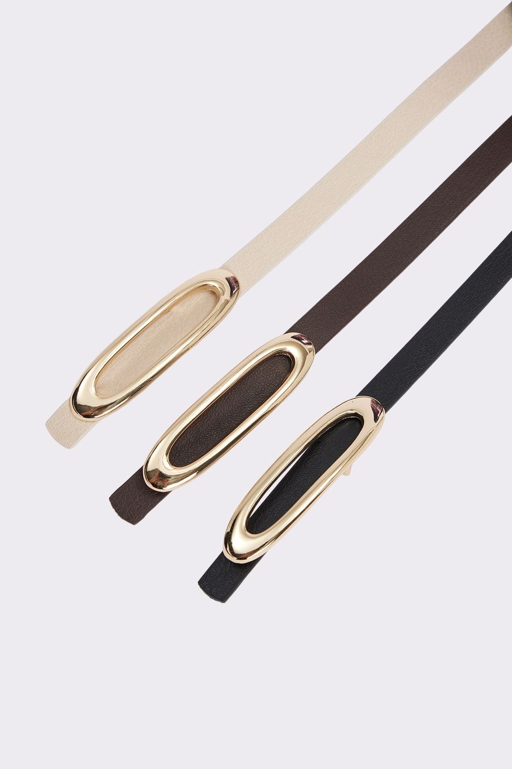 Kadın Gold Tokalı 110 cm 3'lü Set Siyah-Bej-Kahverengi Kemer