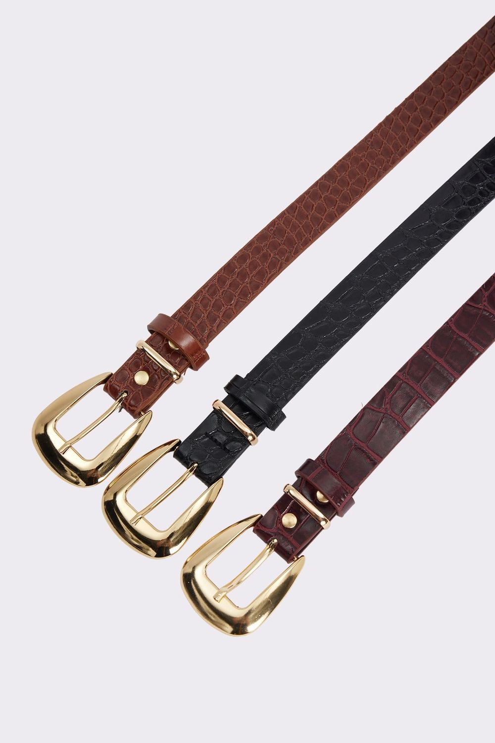 Kadın 2.5 cm 3'lü Set Siyah-Bordo-Kahverengi Kemer