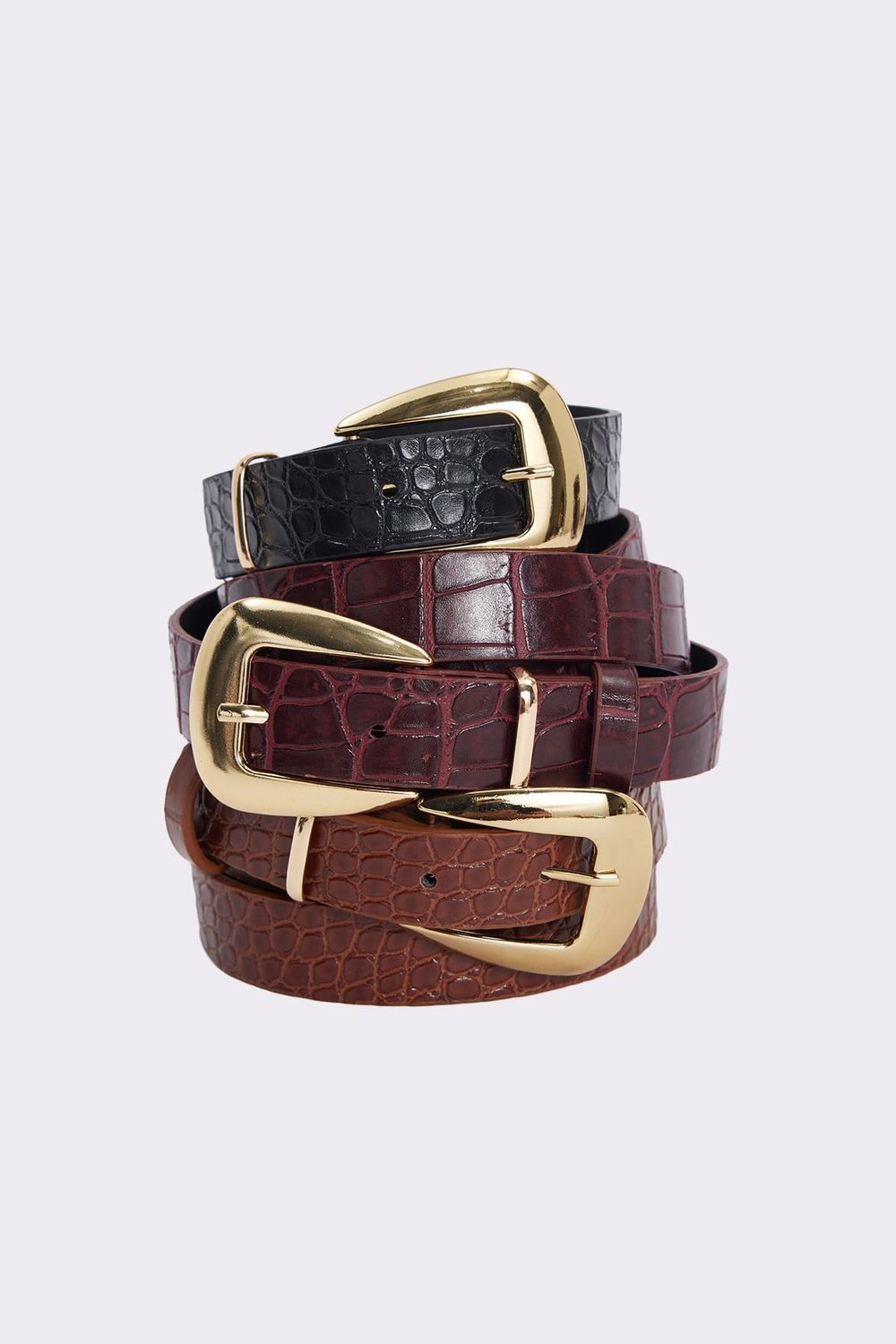 Kadın 2.5 cm 3'lü Set Siyah-Bordo-Kahverengi Kemer