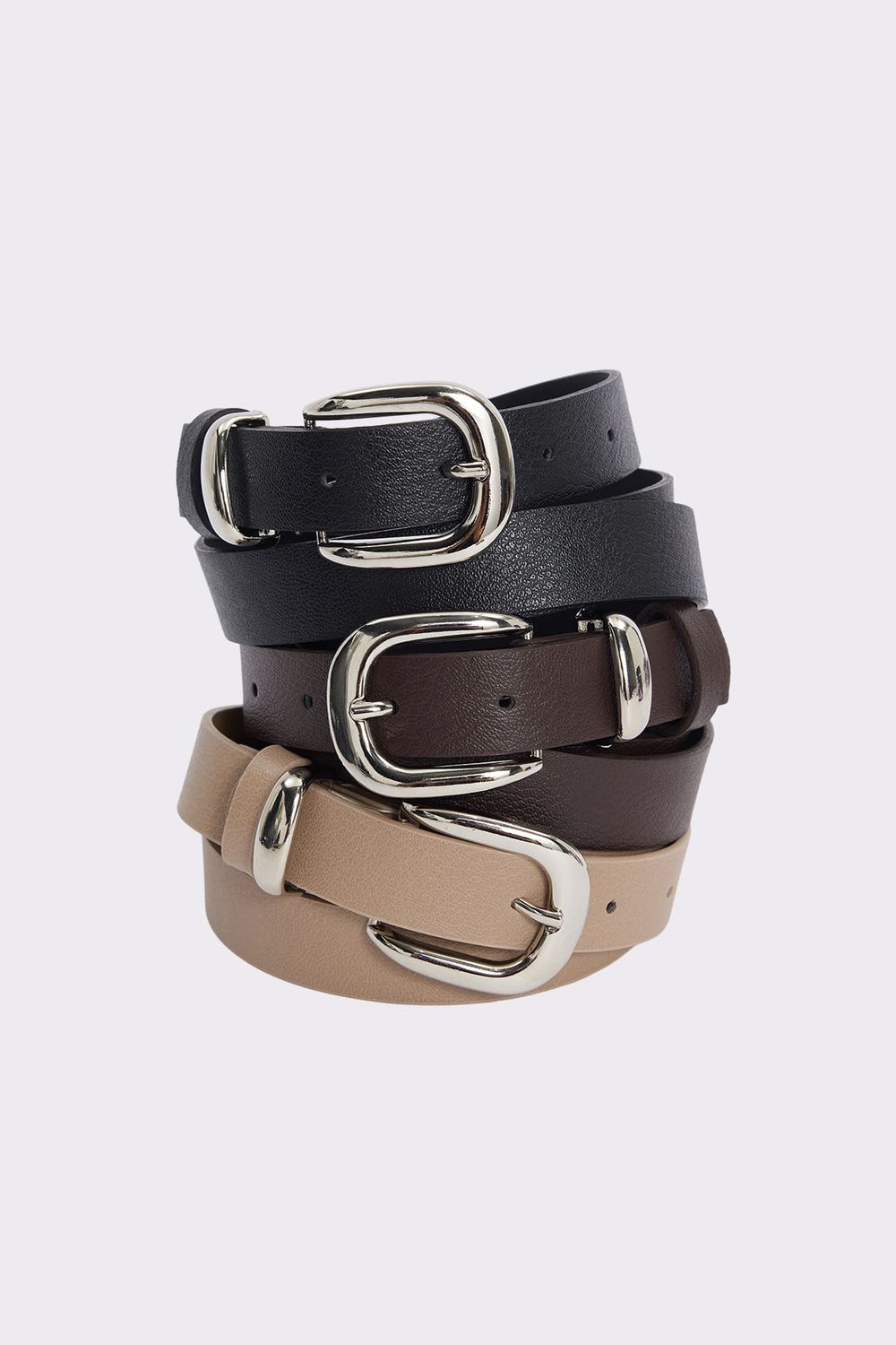 Kadın 3 cm 3'lü Set Siyah-Bordo-Kahverengi Kemer
