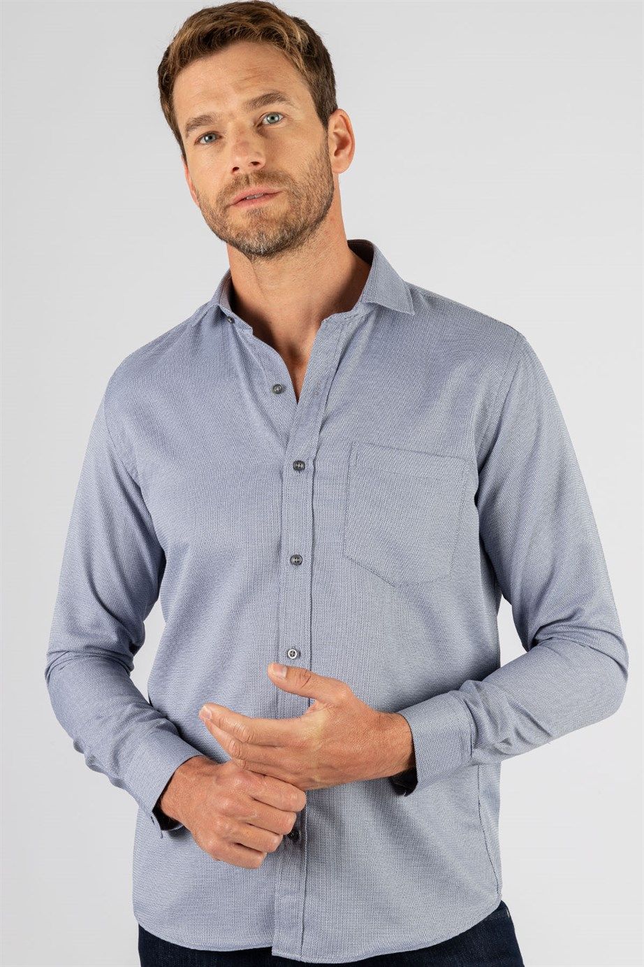 Klasik Fit Desenli Erkek Gömlek