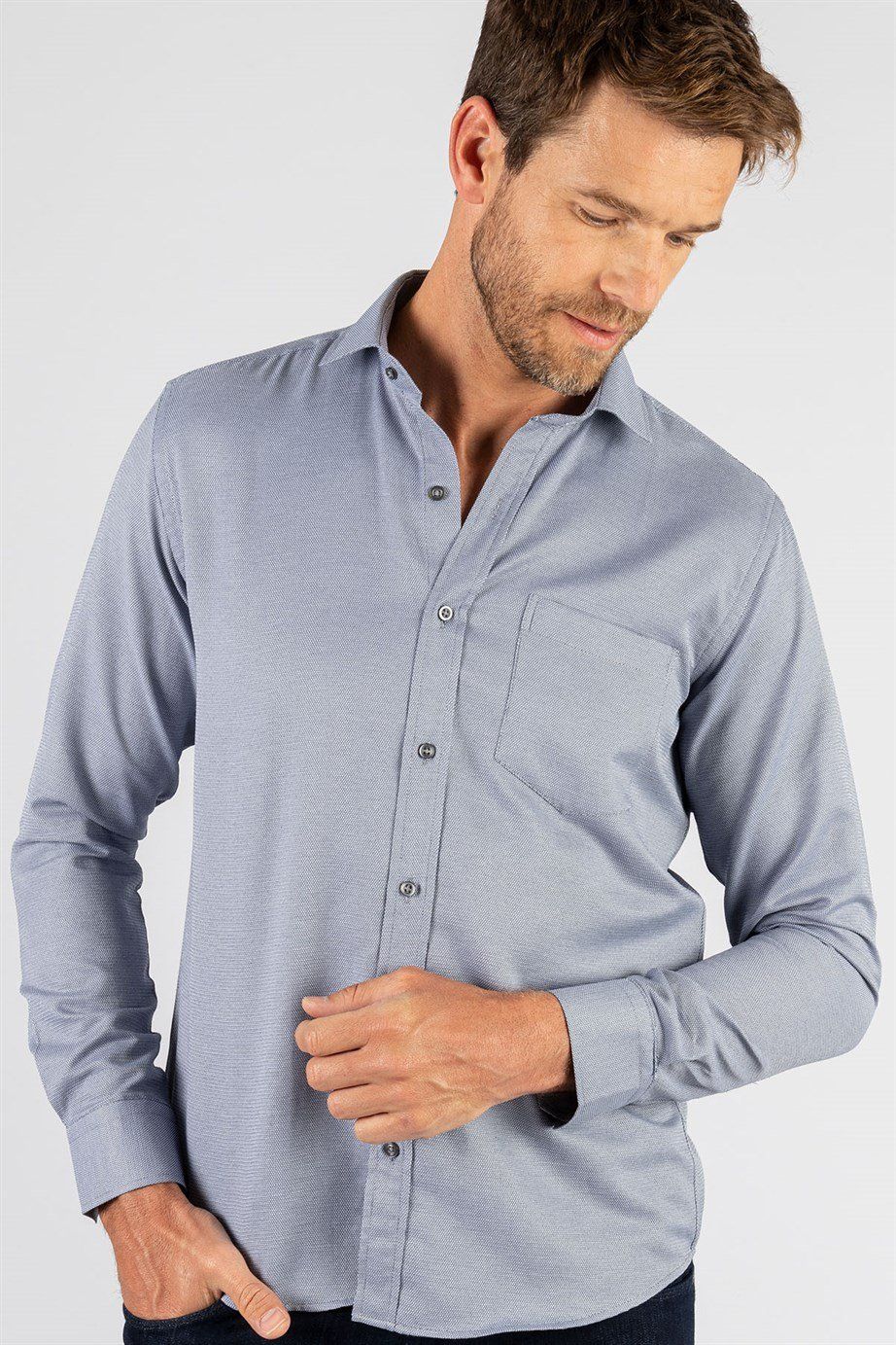 Klasik Fit Desenli Erkek Gömlek