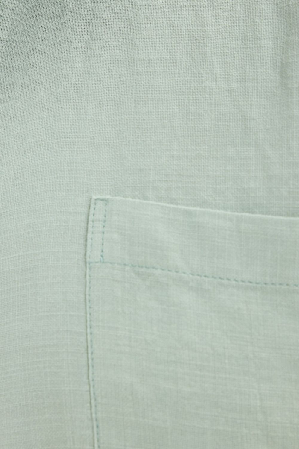 Erkek Regular Fit Klasik Kesim Oversize %100 Pamuk Keten Doku Cepli Yeşil Gömlek