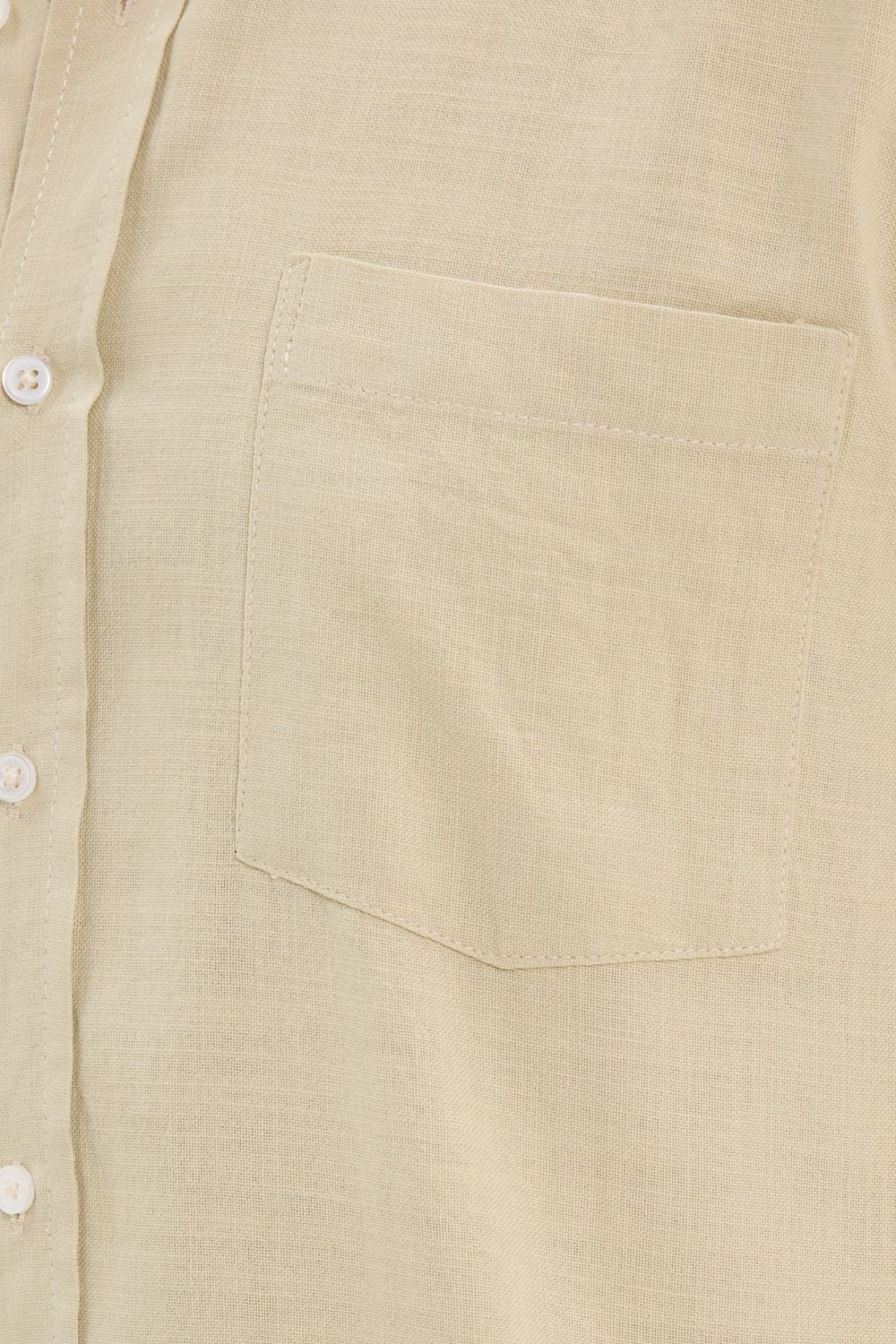 Erkek Regular Fit Klasik Kesim Oversize %100 Pamuk Keten Doku Cepli Taş Renk Gömlek