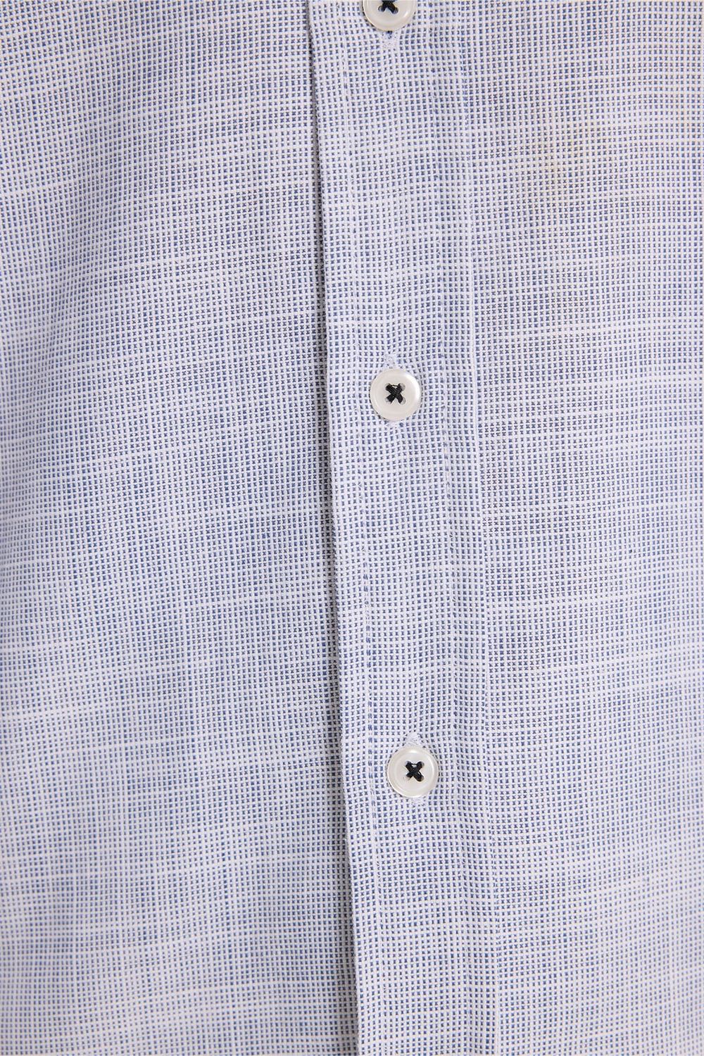 Erkek Regular Fit Klasik Kesim Oversize %100 Pamuk Keten Doku Lacivert Gömlek