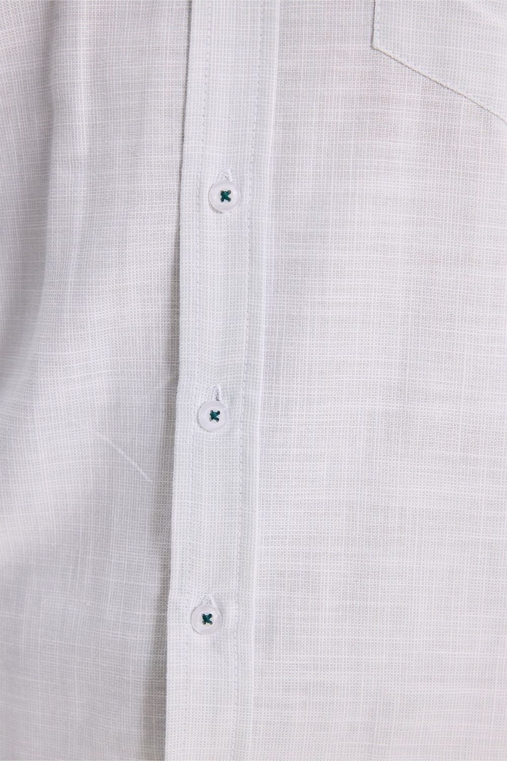 Erkek Regular Fit Klasik Kesim Oversize %100 Pamuk Keten Doku Yeşil Gömlek