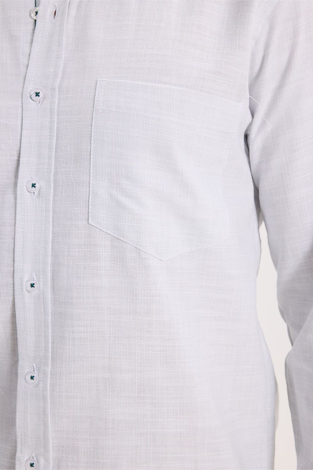 Erkek Regular Fit Klasik Kesim Oversize %100 Pamuk Keten Doku Yeşil Gömlek
