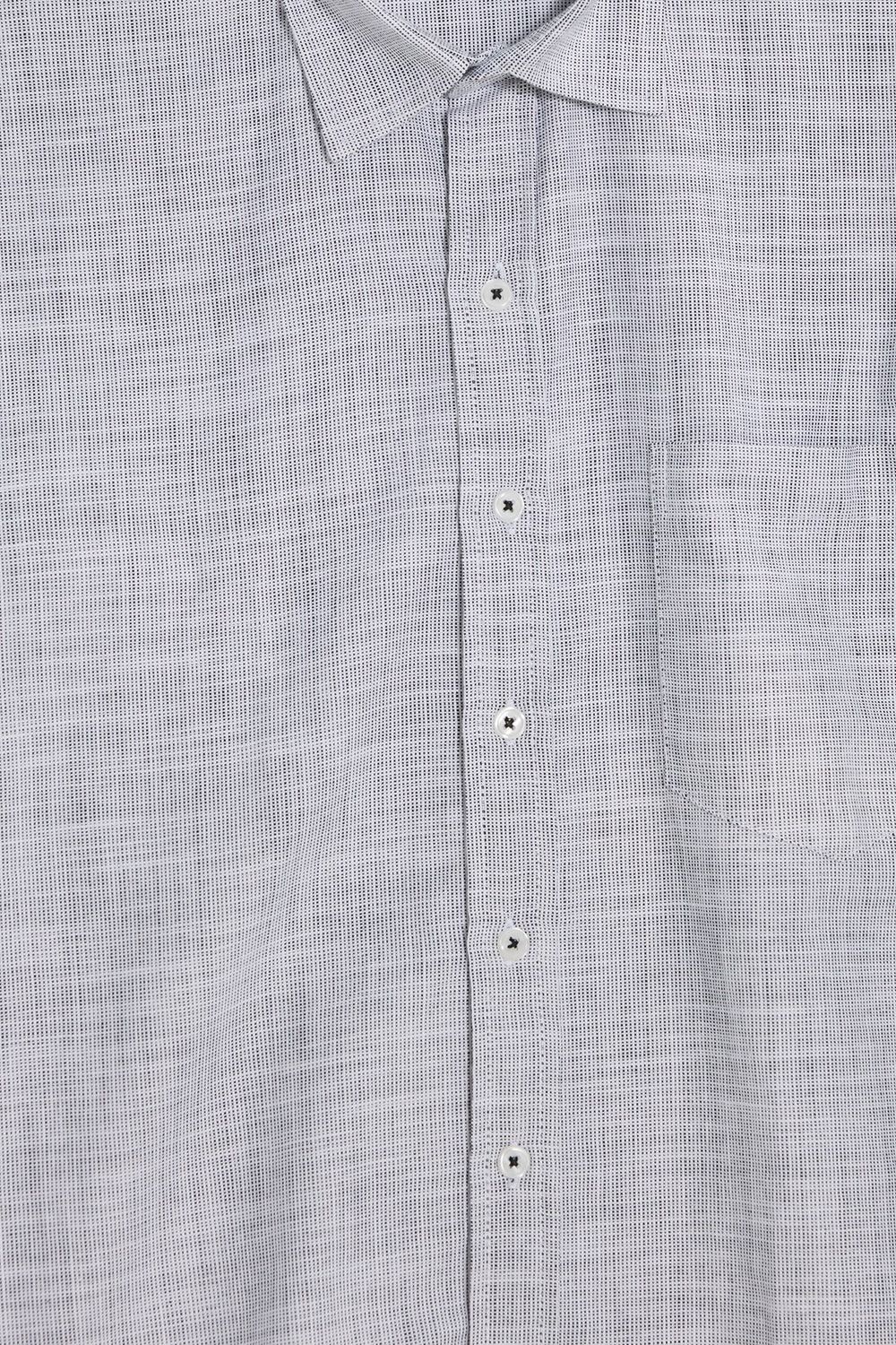 Erkek Regular Fit Klasik Kesim Oversize %100 Pamuk Keten Doku Gri Gömlek